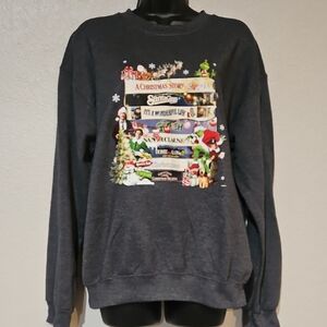 Gildan | Women's Charcoal Holiday Movies Graphic Loungewear Sweatshirt Sz M
